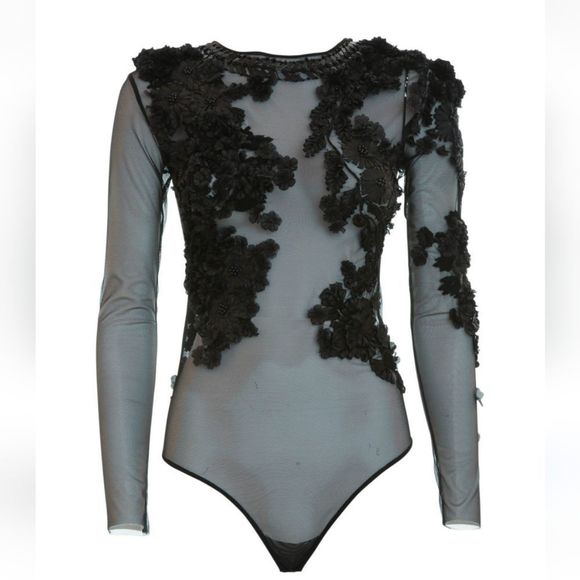 Collectors ✨AMEN Floral Hand Embellished Bodysuit NWT- AMAZING